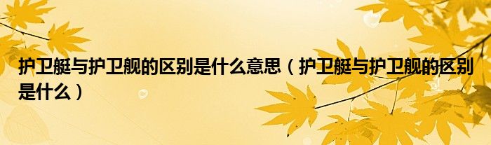 护卫艇与护卫舰的区别是什么意思（护卫艇与护卫舰的区别是什么）