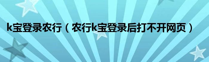 k宝登录农行（农行k宝登录后打不开网页）