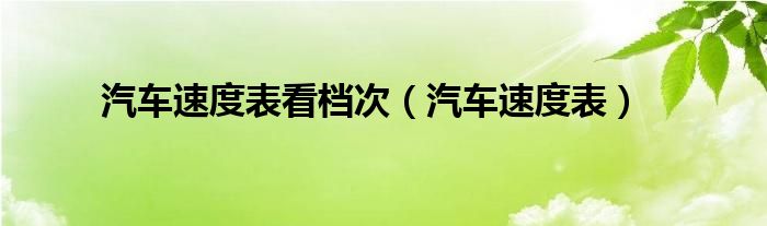 汽车速度表看档次（汽车速度表）