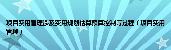 项目费用管理涉及费用规划估算预算控制等过程（项目费用管理）