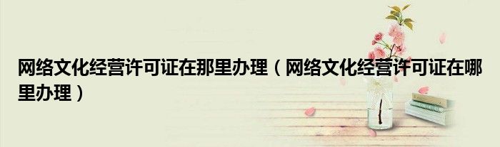 网络文化经营许可证在那里办理（网络文化经营许可证在哪里办理）