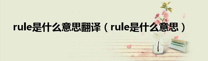 rule是什么意思翻译（rule是什么意思）