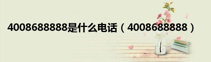 4008688888是什么电话（4008688888）