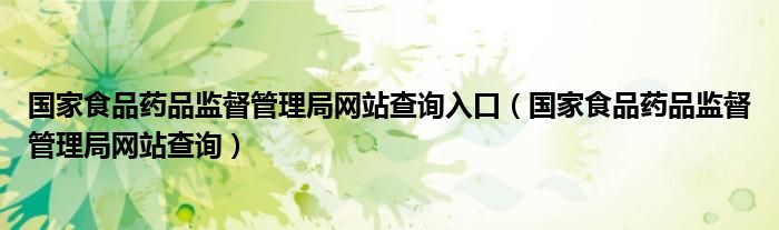 国家食品药品监督管理局网站查询入口（国家食品药品监督管理局网站查询）