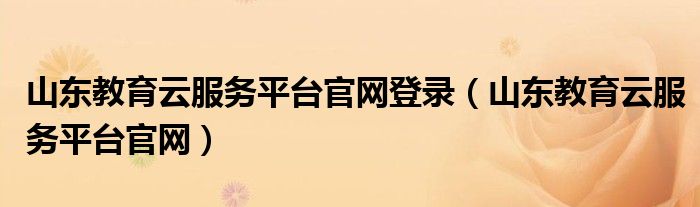 山东教育云服务平台官网登录（山东教育云服务平台官网）