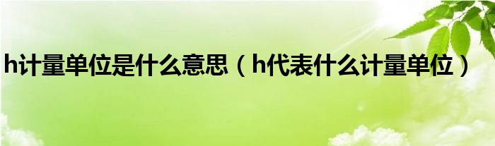 h计量单位是什么意思（h代表什么计量单位）