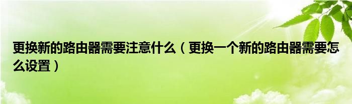 更换新的路由器需要注意什么（更换一个新的路由器需要怎么设置）