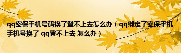 qq密保手机号码换了登不下来奈何样办（qq绑定了密保手机 手机号换了 qq登不下来 奈何样办）