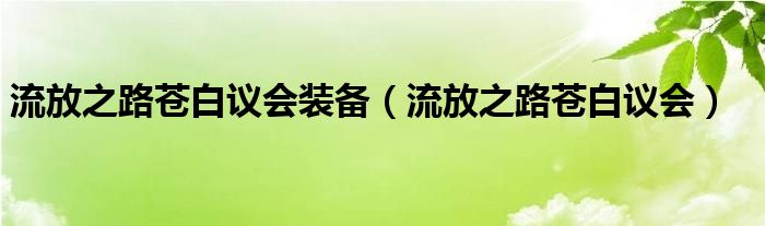   流放之路苍白议会装备（流放之路苍白议会）