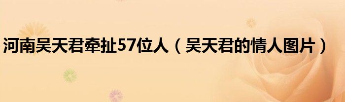 河南吴天君牵扯57位人（吴天君的情人图片） 