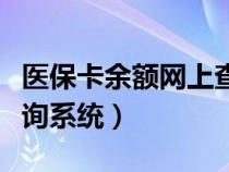 医保卡余额网上查询入口（医保卡余额网上查询系统）