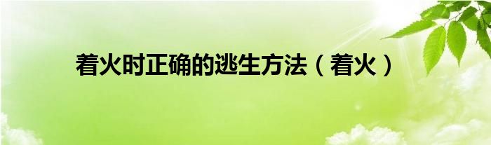 着火时正确的逃生方法（着火）