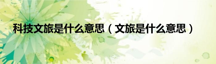 科技文旅是什么意思（文旅是什么意思）