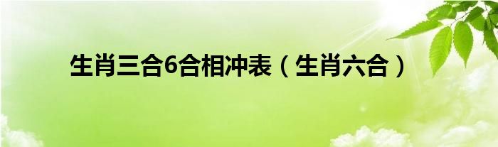 生肖三合6合相冲表（生肖乾坤）