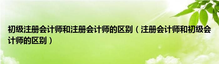 初级注册会计师和注册会计师的区别（注册会计师和初级会计师的区别）