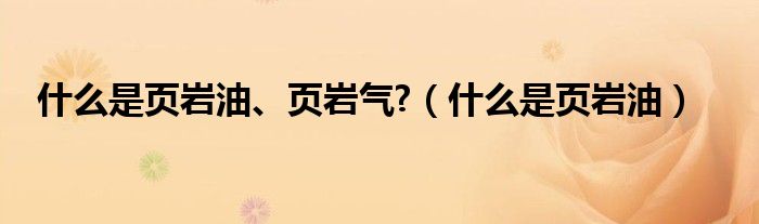 什么是页岩油、页岩气?（什么是页岩油）