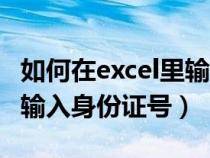 如何在excel里输入身份证号(如何在excel中输入身份证号) 如何在excel里输入身份证号(如何在excel中输入身份证号)