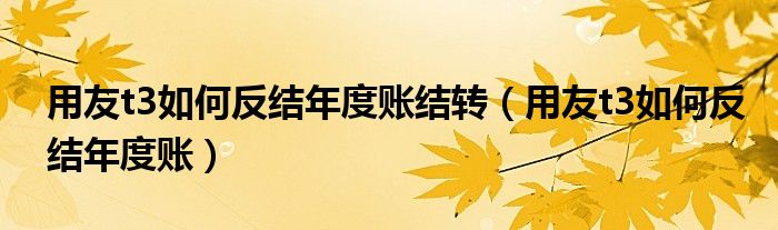 用友t3如何反结年度账结转（用友t3如何反结年度账）