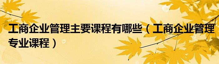 工商企业管理主要课程有哪些（工商企业管理专业课程）