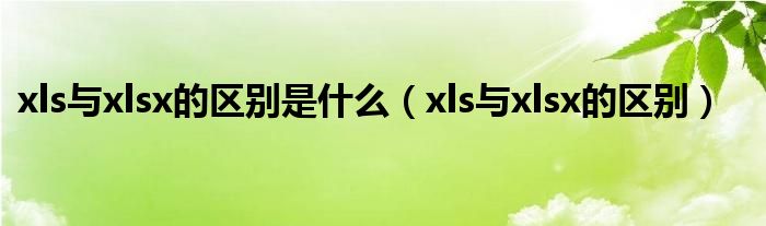 xls与xlsx的区别是什么（xls与xlsx的区别）