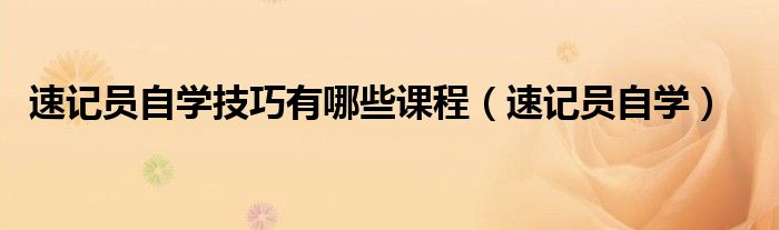 速记员自学技巧有哪些课程（速记员自学）