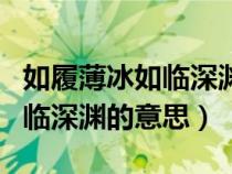 如履薄冰如临深渊安全生产工作（如履薄冰如临深渊的意思）