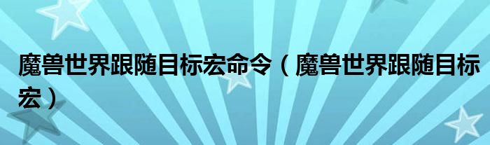 魔兽世界遵循目标宏命令(魔兽世界遵循目标宏)