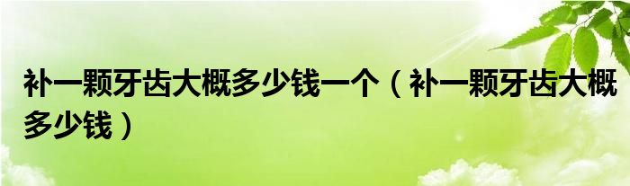 补一颗牙齿大概多少钱一个（补一颗牙齿大概多少钱）