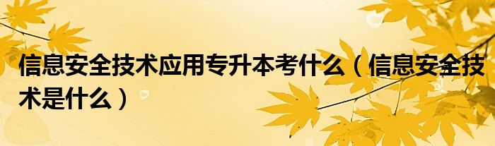 信息安全技术应用专升本考什么（信息安全技术是什么）