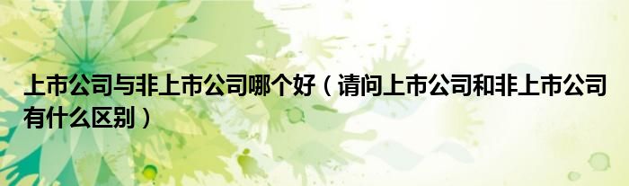 上市公司与非上市公司哪个好（请问上市公司和非上市公司有什么区别）