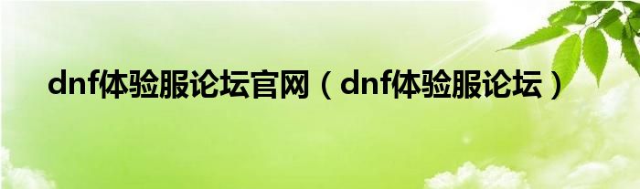dnf体验服论坛官网（dnf体验服论坛）
