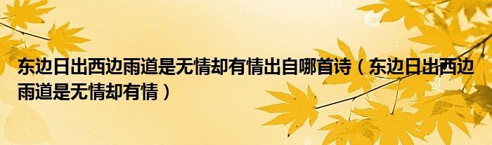东边日出西边雨道是无情却有情出自哪首诗（东边日出西边雨道是无情却有情）