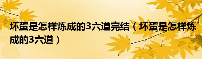坏蛋是怎样炼成的3六道完结（坏蛋是怎样炼成的3六道）