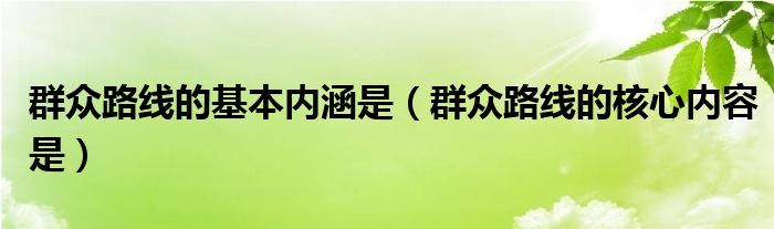 群众路线的基本内涵是（群众路线的核心内容是）