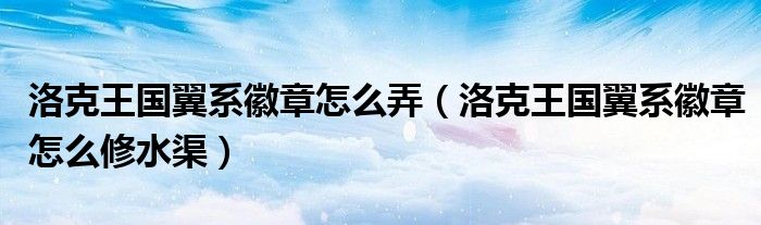 洛克王国翼系徽章怎么弄（洛克王国翼系徽章怎么修水渠）