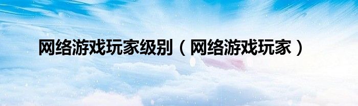网络游戏玩家级别（网络游戏玩家）