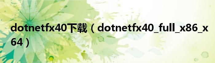 dotnetfx40下载（dotnetfx40