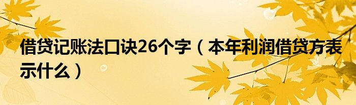 借贷记账法口诀26个字（本年利润借贷方表示什么）