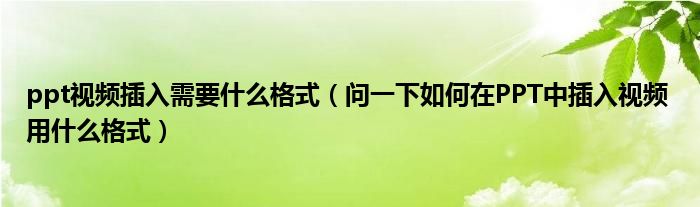 ppt视频插入需要什么格式（问一下如何在PPT中插入视频 用什么格式）