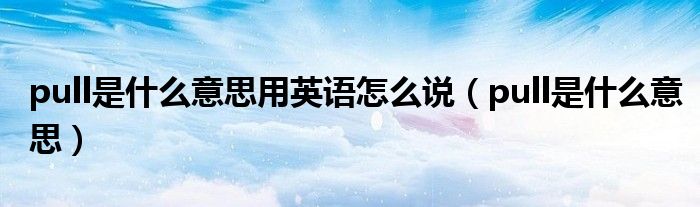 pull是什么意思用英语怎么说（pull是什么意思）
