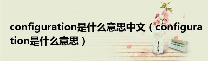 configuration是什么意思中文（configuration是什么意思）