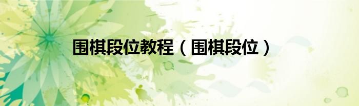 围棋段位教程（围棋段位）