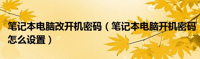 笔记本电脑改开机密码（笔记本电脑开机密码怎么设置）