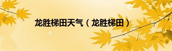 龙胜梯田天气（龙胜梯田）