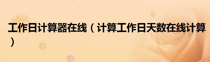 工作日计算器在线（计算工作日天数在线计算）