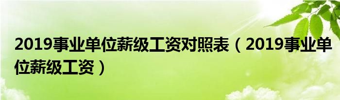 2019事业单位薪级工资对照表（2019事业单位薪级工资）