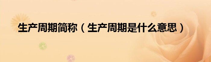 生产周期简称（生产周期是什么意思）