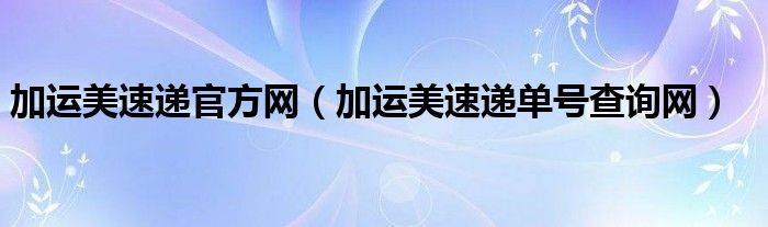 加运美速递官方网（加运美速递单号查询网）