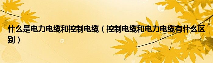 什么是电力电缆和控制电缆（控制电缆和电力电缆有什么区别）