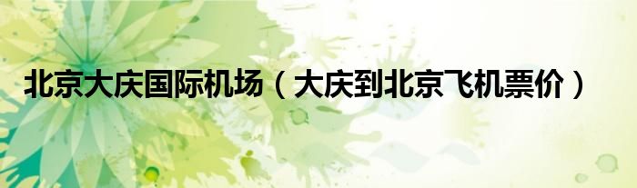 北京大庆国际机场（大庆到北京飞机票价）